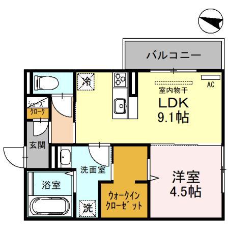 メゾンカリネ(1LDK/1階)の間取り写真
