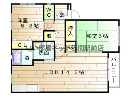 フルハウスA棟(2LDK/2階)の間取り写真