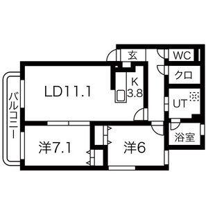 グランフォート伏見(2LDK/4階)の間取り写真