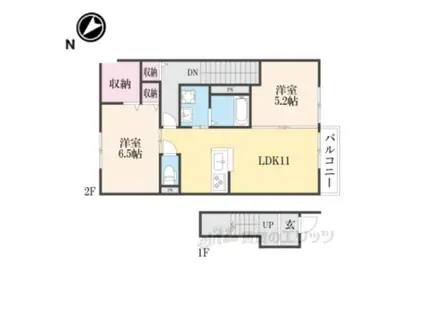 アルブルパイン瀧町(2LDK/2階)の間取り写真