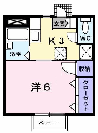 ドミール・ルシパー(1K/2階)の間取り写真