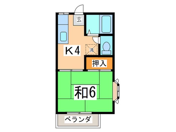 森崎パーク三栄III(1K/2階)の間取り写真