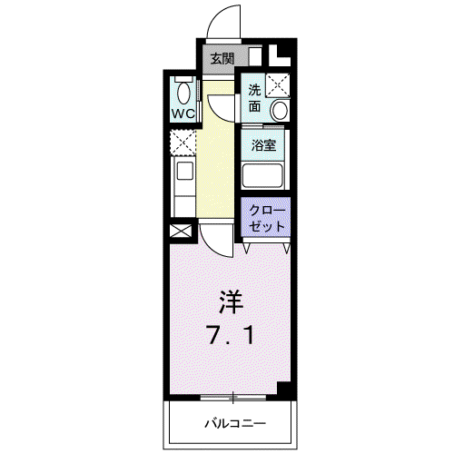 グランディール飛鳥(1K/1階)の間取り写真
