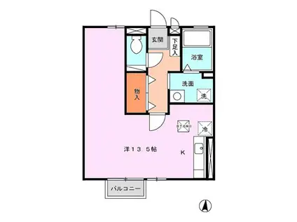 サニーブレイスYOMOA棟(ワンルーム/1階)の間取り写真