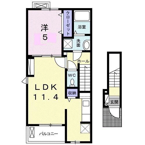 メゾンIL四倉(1LDK/2階)の間取り写真