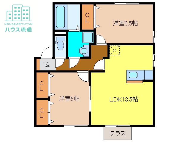 リビングタウン田代外町A(2LDK/1階)の間取り写真