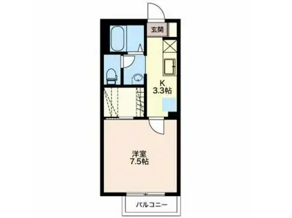 ガーデニアブラッサム(1K/2階)の間取り写真