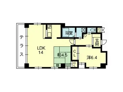 スカイガーデン島崎(2LDK/2階)の間取り写真