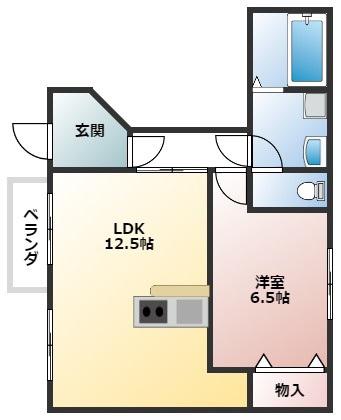 クレストール福泊B(1LDK/2階)の間取り写真