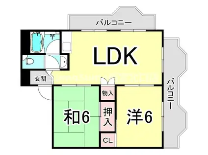 甲子園ローズハイツ(2LDK/4階)の間取り写真