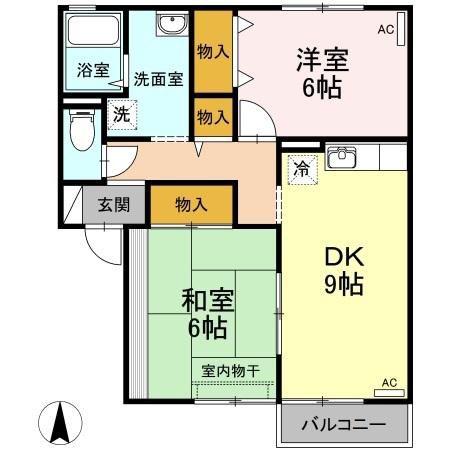 クレスト諏訪II(2DK/1階)の間取り写真