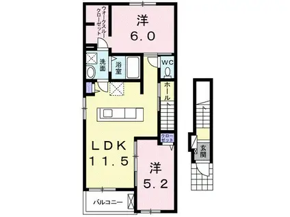 アンドユー(2LDK/2階)の間取り写真