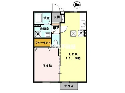 メゾン・グランドールFUJIWARA A棟(1LDK/1階)の間取り写真