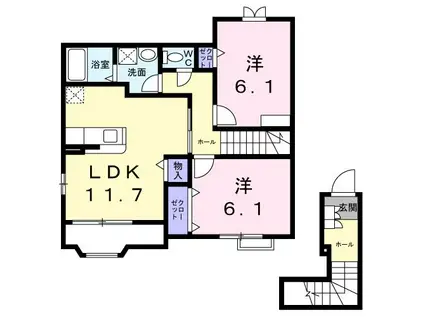 花メゾンD(2LDK/2階)の間取り写真