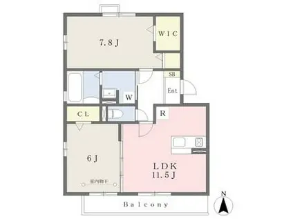 DFLORAL(2LDK/3階)の間取り写真