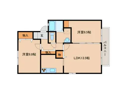 コンフォールシャトー(2LDK/2階)の間取り写真