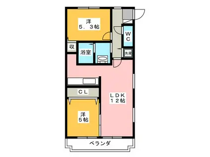 グランコートII(2LDK/2階)の間取り写真