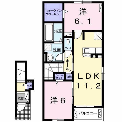 ブレッサ(2LDK/2階)の間取り写真