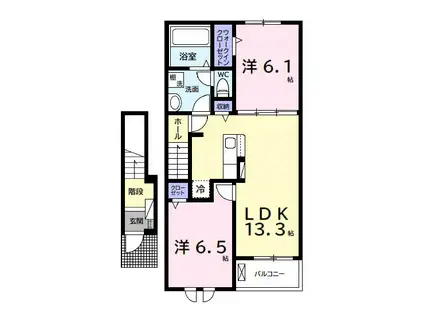 ベルメランジェB(2LDK/2階)の間取り写真