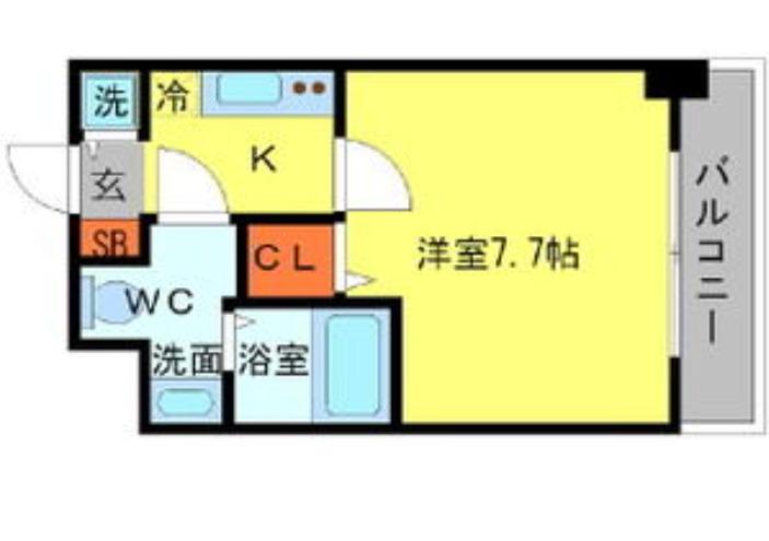 SERENITE日本橋SUD(1K/13階)の間取り写真
