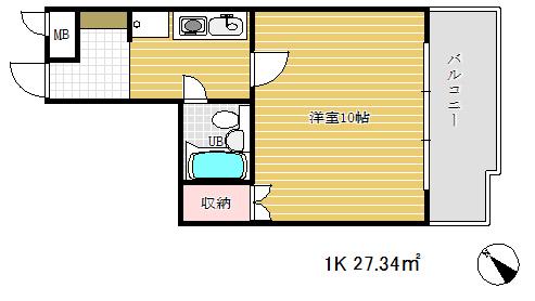 ヌーベルフルーブ(1K/6階)の間取り写真