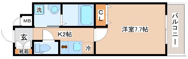 ピアグレース神戸(1K/2階)の間取り写真