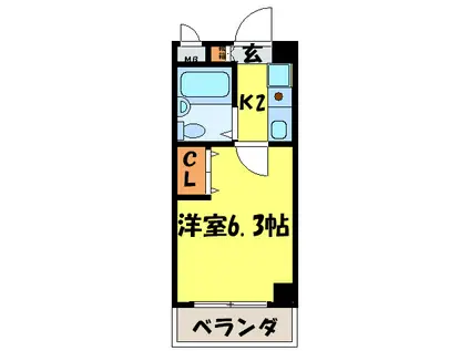 デ・リード河原町(1K/6階)の間取り写真