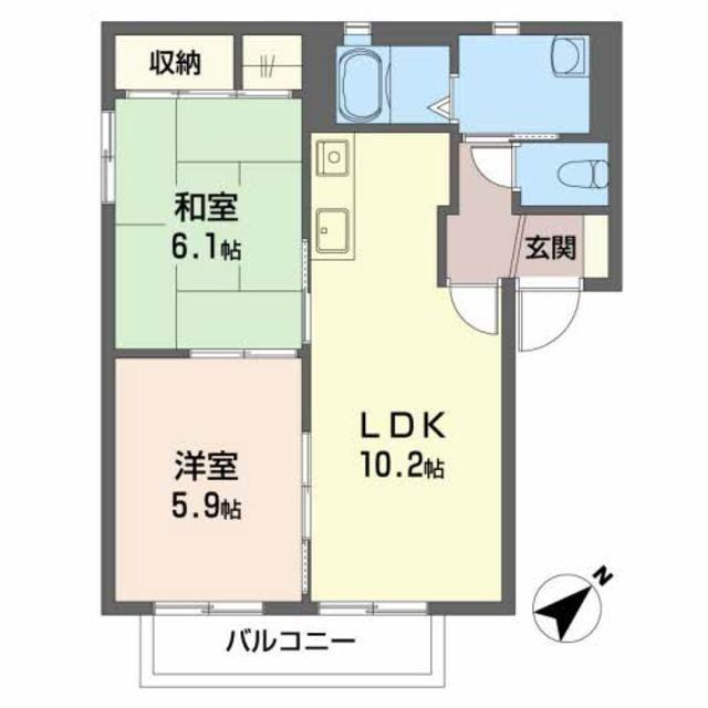 プリモアール大宮B(2LDK/2階)の間取り写真