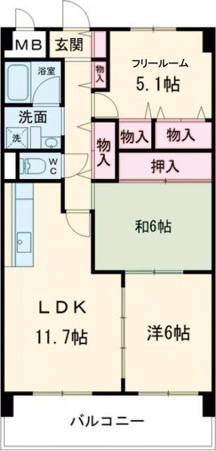 メゾンポレール(2LDK/1階)の間取り写真