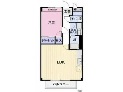 ハイツ功城(1LDK/2階)の間取り写真
