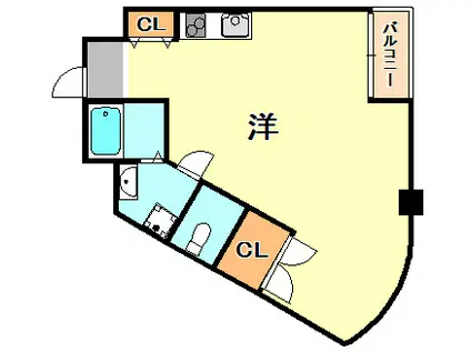 平野レジデンス(ワンルーム/2階)の間取り写真