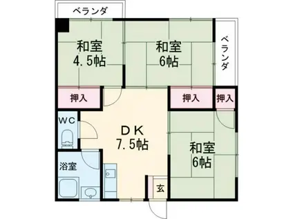 パークサイド(3DK/3階)の間取り写真