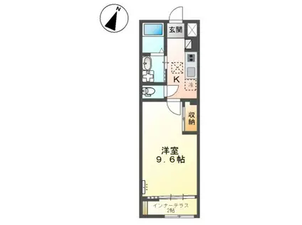 シェルル爪崎(1K/1階)の間取り写真