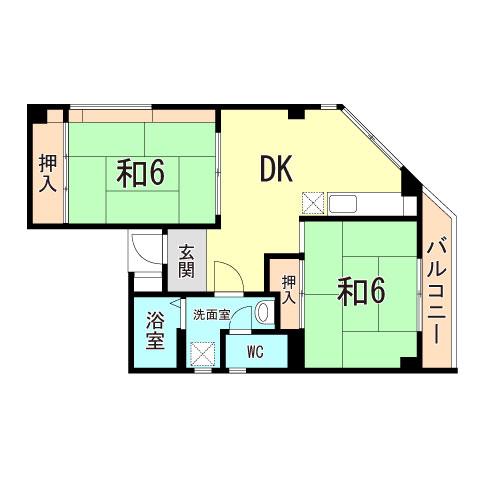 大地下沢(2DK/3階)の間取り写真