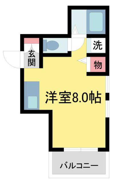 エレメンツアクア(ワンルーム/1階)の間取り写真
