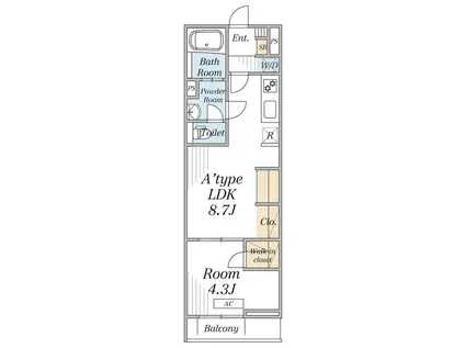 リブリ・デュ・ボンヌ八王子(1LDK/1階)の間取り写真
