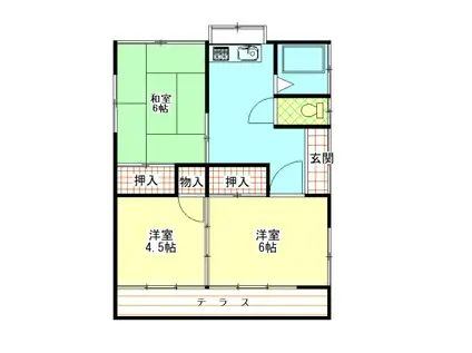 東武伊勢崎線 館林駅 徒歩20分 1階建 築47年(3DK/1階)の間取り写真