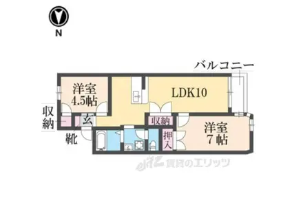 シャトー西村(2LDK/4階)の間取り写真