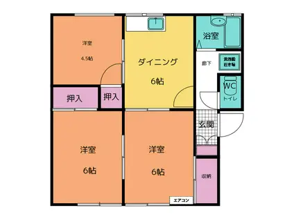 プレジール伊倉A棟(3DK/1階)の間取り写真