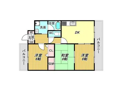 レグルス北池(3DK/4階)の間取り写真