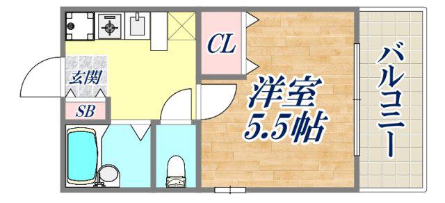 サンハウス御影本町(1K/4階)の間取り写真