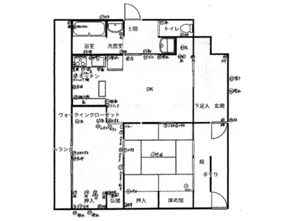 米ケ袋ビル(2LDK/1階)の間取り写真