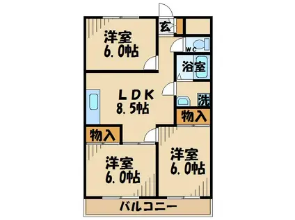 ベルファースト府中(3LDK/1階)の間取り写真