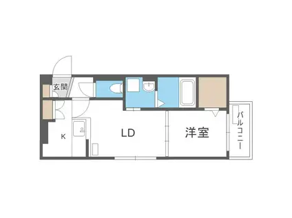 GIULIA TEINE ジュリア手稲(1LDK/2階)の間取り写真