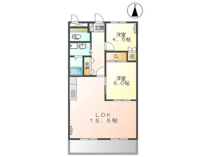 ステイブル円座(2LDK/1階)の間取り写真