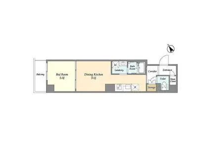 ケーディーエックスレジデンス西調布(1DK/2階)の間取り写真