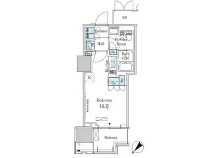 HARUMI FLAG PORT VILLAGE B棟(ワンルーム/7階)の間取り写真