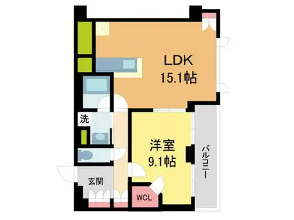 ミレーネ神戸住吉本町(1LDK/2階)の間取り写真