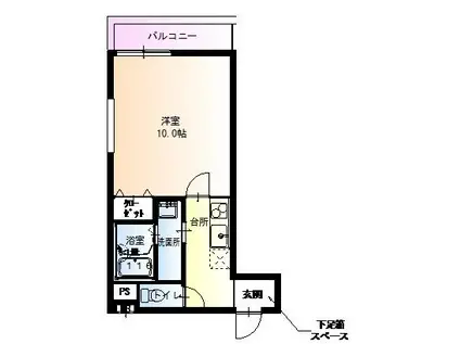 フジパレス針中野(1K/1階)の間取り写真