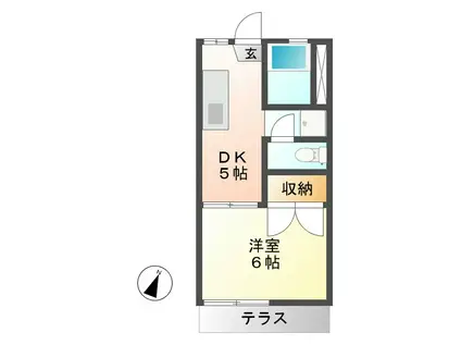 第2一色ハイツ(1DK/1階)の間取り写真